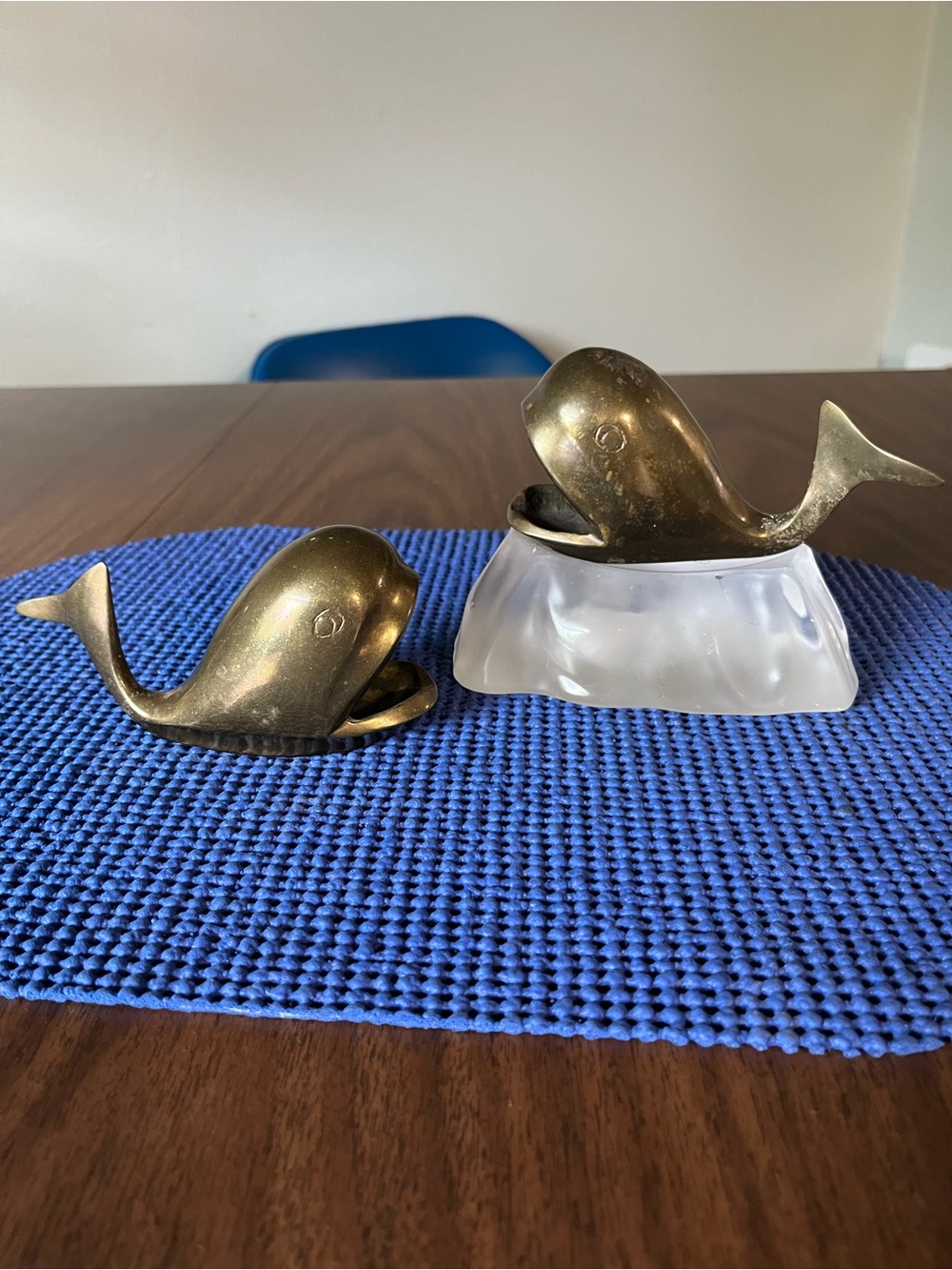 Pair of VTG Brass Whales